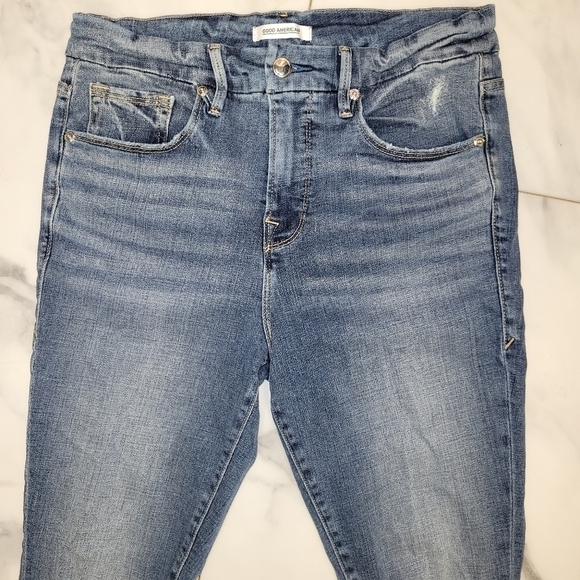 GOOD AMERICAN Good Legs High Waist Distressed Crop Skinny Jeans Size 6 / 29 - Picture 4 of 14